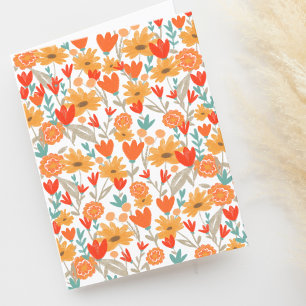 Schattigee Wildflowers Tekening Blank Bedankkaart