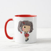 Schattigee Winking Chibi Meisje met Pigtails Mok (Links)