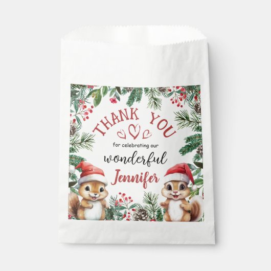 Schattigee Winter Eekhoorn Kerst 2e Verjaardag Bedankzakje (Voorkant)