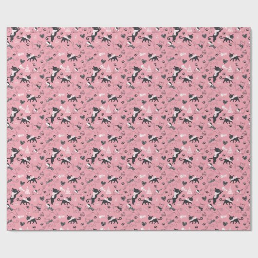 Schattigee Winter Kerstmis Kitty Cat Pattern Cadeaupapier (Vlak)