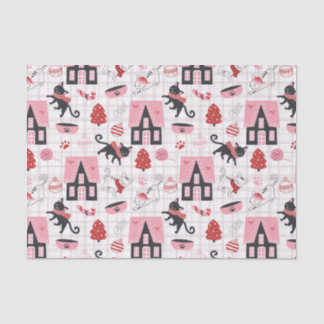 Schattigee Winter Kerstmis Kitty Cat Pattern Tissuepapier