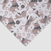 Schattigee Winter Kerstmis Kitty Cat Pattern Tissuepapier (Detail)