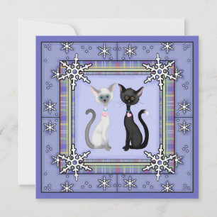 Schattigee Winter Kitty Kat Verjaardagsuitnodiging Kaart