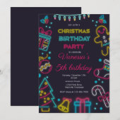 Schattigee Winter Neon Kerstfeest Kaart (Voorkant / Achterkant)