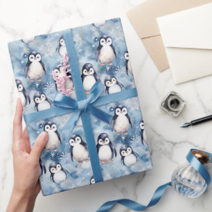 Schattigee Winter Penguin Wrapping Paper Design Cadeaupapier