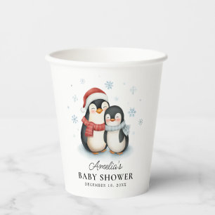 Schattigee Winter Pinguïn Familie Kerst Baby showe Papieren Bekers