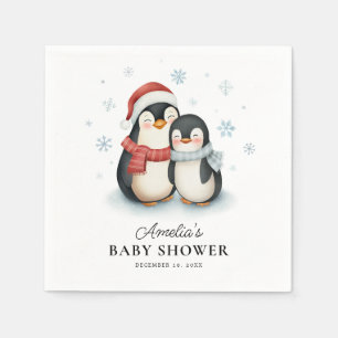 Schattigee Winter Pinguïn Familie Kerst Baby showe Servet