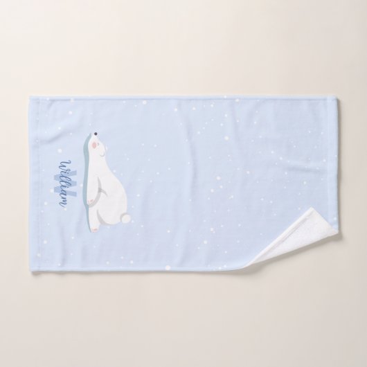 Schattigee Winter Polar Beer Custom Naam Kinder Ha Bad Handdoek (Handdoek)