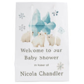 Schattigee winter Polar Beren Baby shower Medium Cadeauzakje (Achterkant)
