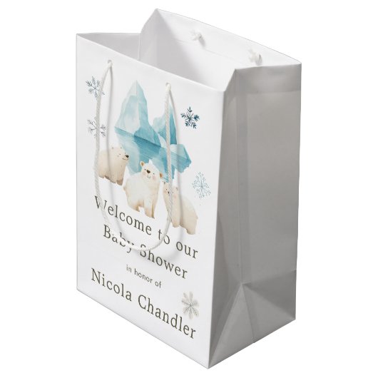 Schattigee winter Polar Beren Baby shower Medium Cadeauzakje (Achterkant Gekanteld)