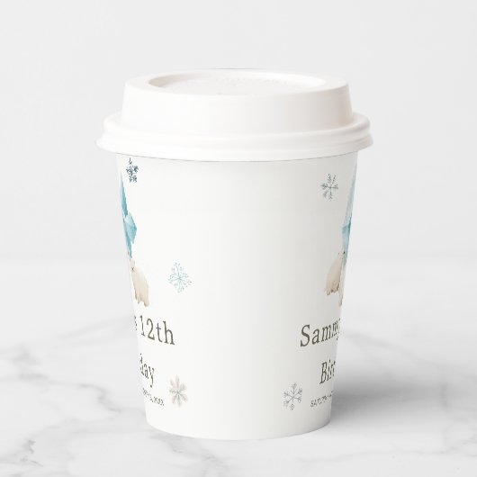 Schattigee Winter Polar Beren Verjaardagsfeest Papieren Bekers (Links)