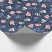 Schattigee Winter Roze Blauwe Beanie Pet Sjaal Pat Cadeaupapier (Hoek)