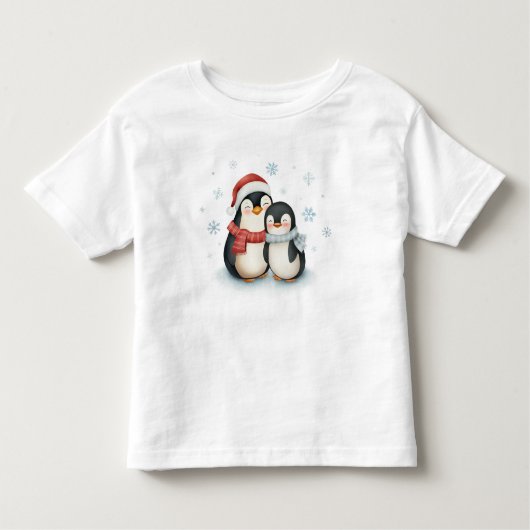 Schattigee winter thema pinguïn familie kerst kinder shirts (Voorkant)