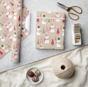 SCHATTIGEE WINTER WOODLAND SNEEUWMAN KERST CADEAUPAPIER