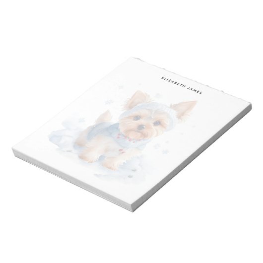 Schattigee winter Yorkshire Terrier Dog gepersonal Notitieblok (Gedraaid)