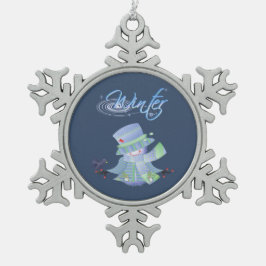 Schattigee winterblues tin sneeuwvlok ornament