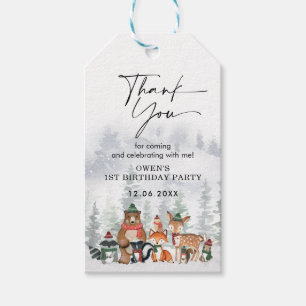 Schattigee winterdieren Woodland Onederland Verjaa Cadeaulabel