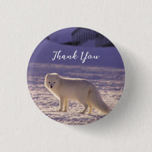 Schattigee winterfotografie van White Arctic Fox Ronde Button 3,2 Cm