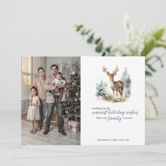 Schattigee winterherten in het sneeuwbos feestdagenkaart (Staand voorkant)