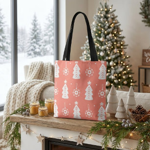 Schattigee winterkerstboom pastel boodschappentas draagtas