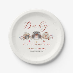 Schattigee winterkleding Kerst Baby shower Papieren Bordje