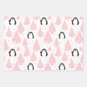 Schattigee Winterpinguïn Roze Kerstmis Inpakpapier Vel (Voorkant)