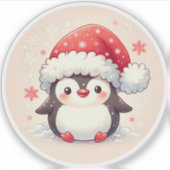 Schattigee winterpinguïn Sticker (Voorkant)