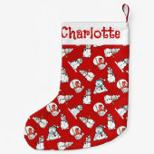 Schattigee wintersneeuwpop | Kinder naam Rood Kleine Kerstsok (Achterkant)
