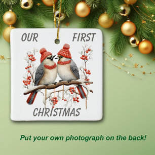 Schattigee wintervogel eerste kerst Sjabloon Keramisch Ornament