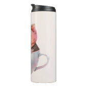 Schattigee wit-roze kat in een theekopje (2) thermosbeker (Geroteerd rechts)