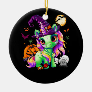 Schattigee Witchy Eenhoorn Halloween Heks Zombie P Keramisch Ornament