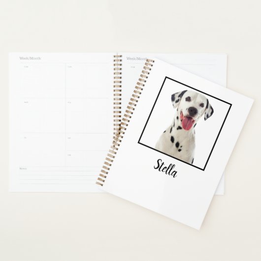 Schattigee witte aangepaste hondenfoto planner (Display)