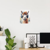 Schattigee witte alpaca met hoofdtelefoon poster (Thuiskantoor)