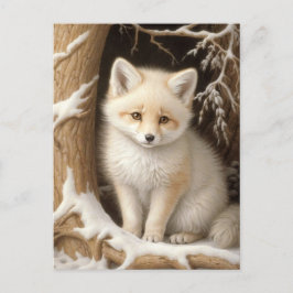 Schattigee witte Baby Fox in Snow Briefkaart
