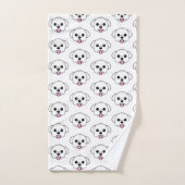 Schattigee witte bichon frise hond stekende tong u bad handdoek (Handdoek)