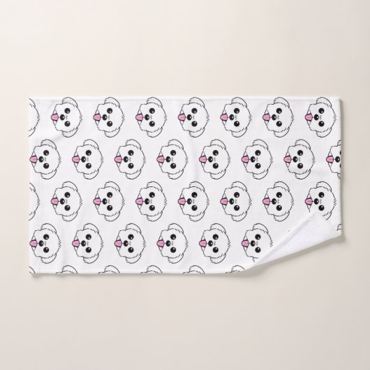 Schattigee witte bichon frise hond stekende tong u bad handdoek (Handdoek)