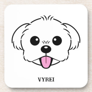 Schattigee witte bichon frise hond stekende tong u bier onderzetter