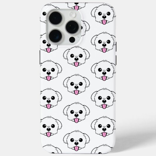 Schattigee witte bichon frise hond stekende tong u Case-Mate iPhone case (Achterkant)
