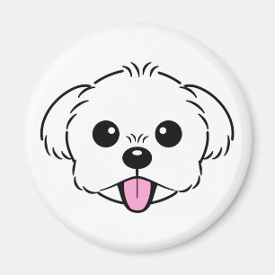 Schattigee witte bichon frise hond stekende tong u magneet