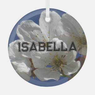 Schattigee witte bloemen glas ornament