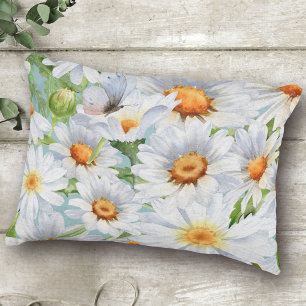 Schattigee Witte Bloemen Waterverf Daisies Accent Kussen