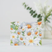 Schattigee Witte Bloemen Waterverf Daisies Briefkaart (Staand voorkant)