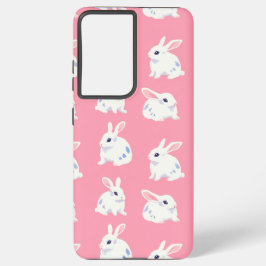 Schattigee Witte Bunnies op Roze - Schattig Patroo Samsung Galaxy Hoesje