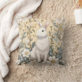 Schattigee Witte Bunny Pastel Gele Bloemen Kussen (Deken)