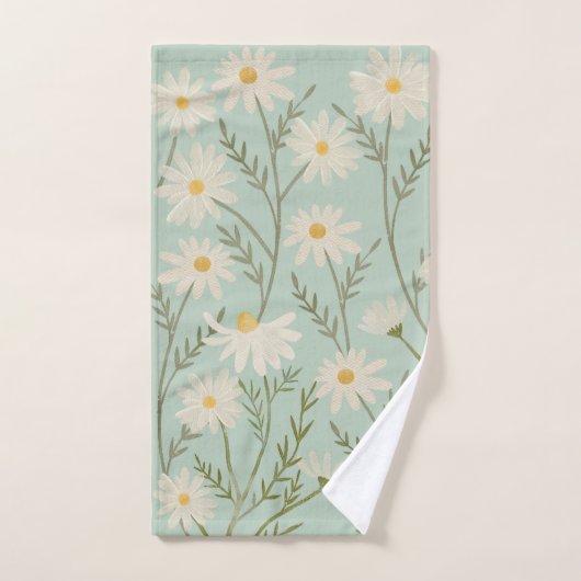 Schattigee witte Daisy Flower Floral Pastel Bad Handdoek (Handdoek)