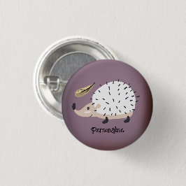 Schattigee witte egel gepersonaliseerde Paarse Pet Ronde Button 3,2 Cm