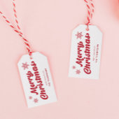 Schattigee witte en rode vrolijke kerst cadeaulabel