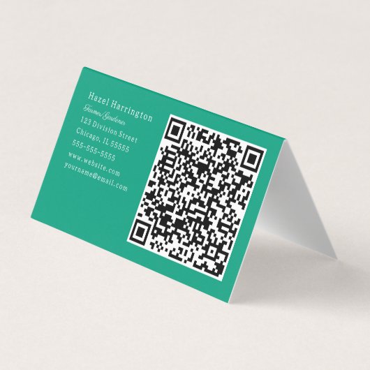 Schattigee Witte Ganzen QR Code Gevouwen Visitekaa Visitekaartjes (Achterkant)