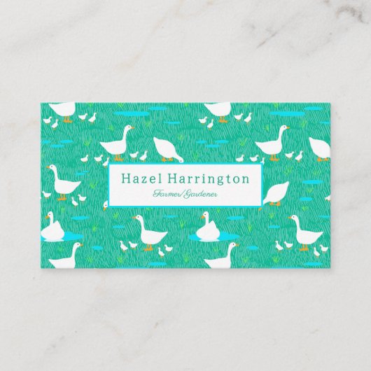 Schattigee Witte Ganzen QR Code Visitekaartje Duck (Voorkant)