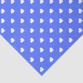 Schattigee witte harten op blauwe achtergrond tissuepapier (Detail)